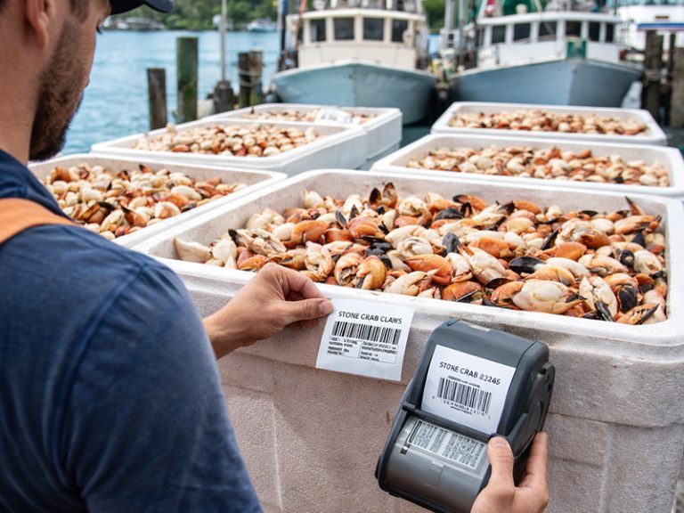 Labeling bulk seafood with SIMBA software